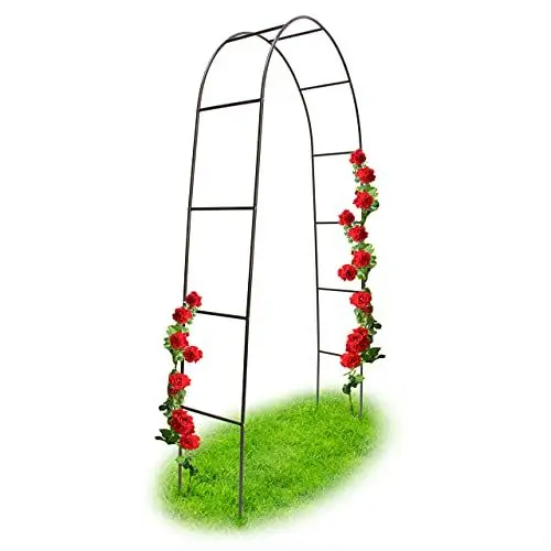 Produktbild: Relaxdays Torbogen Garten pulverbeschichteter Stahl, Rosenbogen für Kletterpflanzen wetterfest und freistehend , Bronze, 240 x 140 x 38 cm, Schwarz