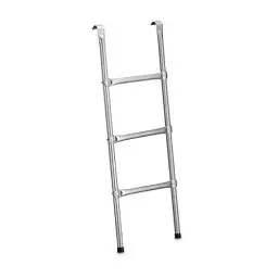 Produktbild: Relaxdays Trampolin Leiter, 96 cm, zum Einhängen, 3 Stufen, Einstiegsleiter Gartentrampolin, universal, Stahl, Silber