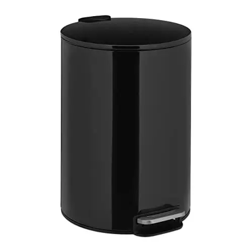 Produktbild: Relaxdays Treteimer, 12 Liter, Absenkautomatik, entnehmbarer Inneneimer, Metall, moderner Küchen Mülleimer, schwarz