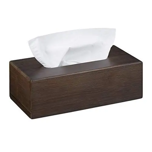 Produktbild: Relaxdays Tücherbox Bambus, Taschentuchbox mit Schiebeboden, Tissue Box für Taschentücher, HBT: 8,5x24x13cm, dunkelbraun