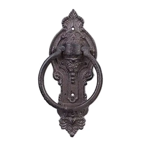 Produktbild: Relaxdays Türklopfer antik, Anschlagring für Haustür, Landhausstil, Gusseisen, H x B x T: 25,5 x 10,5 x 2,5 cm, braun