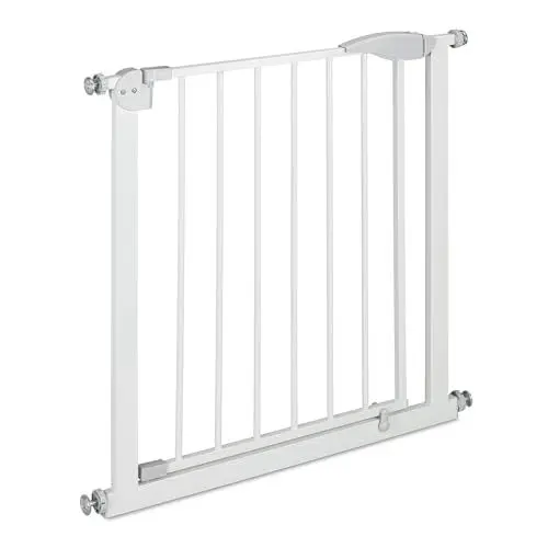 Produktbild: Relaxdays Türschutzgitter, ohne Bohren, Kinder & Hunde, Klemmgitter 76-82 cm, Absperrgitter erweiterbar, Stahl, weiß