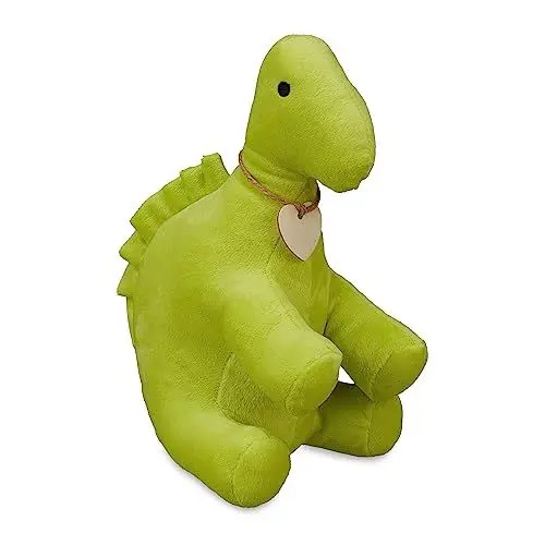 Produktbild: Relaxdays Türstopper Dino, Stoff & Sand, Kinder Türpuffer für Boden, innen, HxBxT: 18 x 13 x 24 cm, Deko Türsack, grün