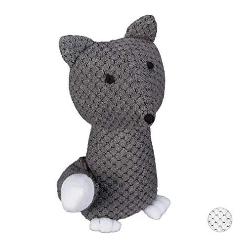 Produktbild: Relaxdays Türstopper Fuchs, dekorativer Türpuffer, für Boden, stehend, gefüllt, innen, 1 kg, Stoff Türsandsack, grau, 25 x 17,5 x 12 cm
