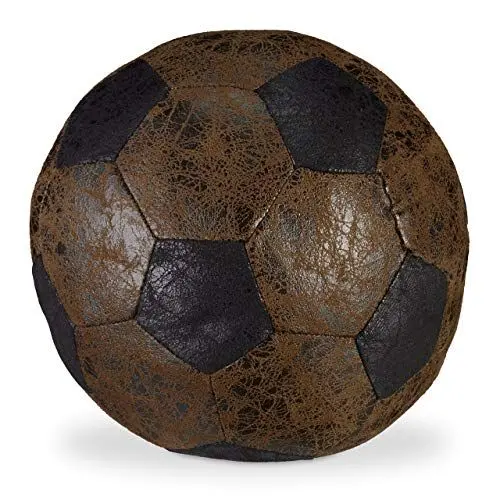 Produktbild: Relaxdays Türstopper Fußball, Stoff, für Boden, mit Sand gefüllt, Deko Türpuffer Ball, innen, schwer, Ø 20 cm, braun