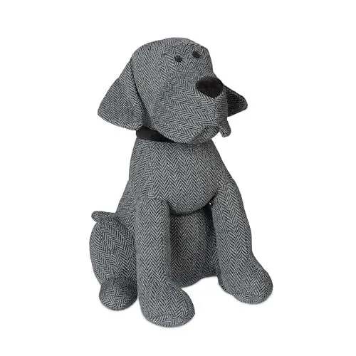 Produktbild: Relaxdays Türstopper Hund, dekorativer Türpuffer, für Boden, stehend, gefüllt, innen, 33 cm hoch, Stoff Türsack, grau, 1 Stück