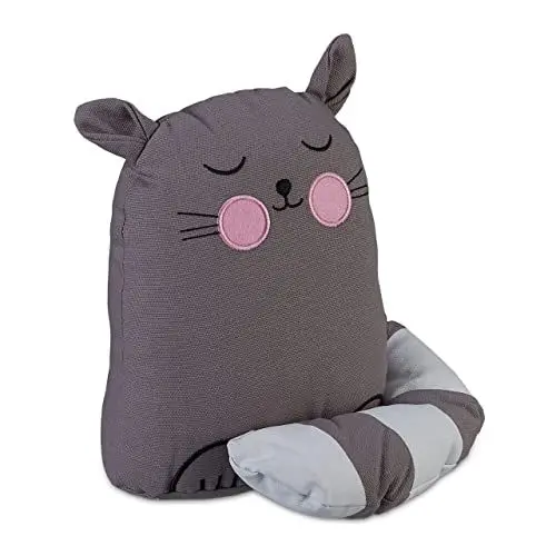 Produktbild: Relaxdays Türstopper Katze, Stoff & Sand, Türpuffer für Boden, innen, HBT: 22 x 20 x 15,5 cm, Deko Türsack Tier, grau