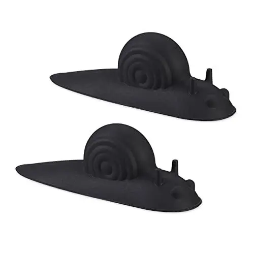 Produktbild: Relaxdays Türstopper Schnecke, 2 Stück im Set, Türkeil Gummi, weich, schützt Boden, Tür & Wand bei Luftzug, schwarz, 4,5 x 14 x 4 cm