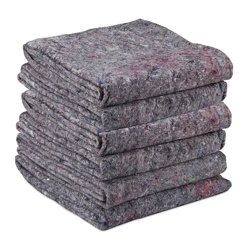 Produktbild: Relaxdays Umzugsdecken im 6er Set, Vlies Möbeldecken, Packdecken Umzug, 150x200 cm, Transportdecken, Schutzdecken, grau