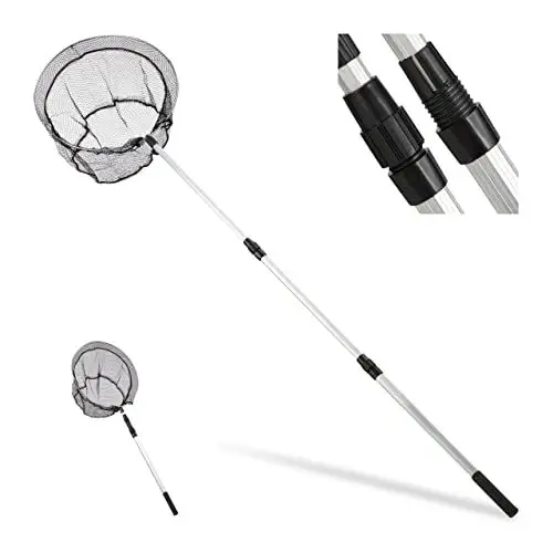 Produktbild: Relaxdays Unisex Erwachsene Relaxdays Kescher Angeln Teleskopstiel 60 130 cm faltbar leicht stabil Angelkescher Netz , Silber, 1 St ck EU