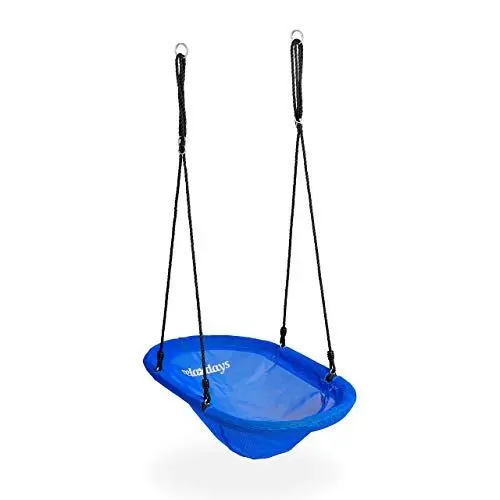 Produktbild: Relaxdays Unisex Jugend Nestschaukel Outdoor, für Kinder & Erwachsene, verstellbar, bis 100 kg, Garten Hängesessel 100 x 60 cm, blau, 1 Stück
