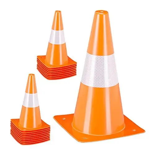 Produktbild: Relaxdays Unisex Jugend Pylonen 18er Set, Fußball, Hundetraining, Markierungskegel 30 cm, reflektierende Verkehrshütchen, orange