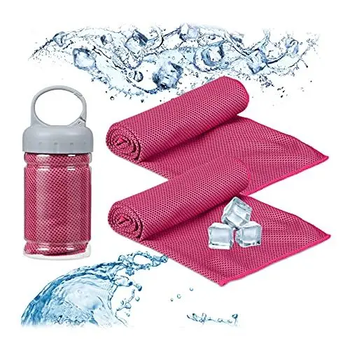 Produktbild: Relaxdays Unisex – Erwachsene Handtuc Kühlendes Handtuch, 2er Pack, Mikrofaser, Kühltücher Hals, Sport & Fitness, Kühlhandtuch, 90 x 30 cm, pink, 2 Stück