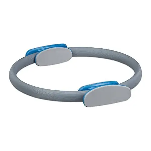 Produktbild: Relaxdays Unisex – Erwachsene Relaxdays Pilates Ring mit bungen 38 cm Doppelgriff gepolstert Widerstandsring Yoga Fitnes, grau, 1 Stück EU