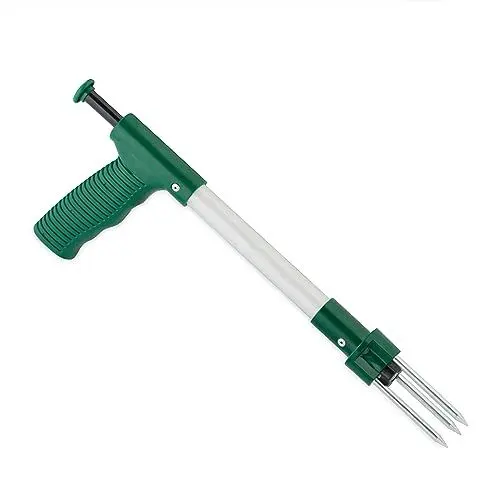 Produktbild: Relaxdays Unkrautstecher, Wurzelstecher zum Unkraut jäten, Auswerfmechanismus, Länge: 37 cm, Distelstecher, grün/Silber