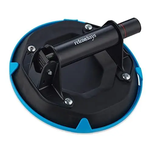 Produktbild: Relaxdays Vakuum Saugheber, Transport von Scheiben, Fliesen & Platten, Glasheber bis 120 kg, Saughalter, schwarz-blau, 1 Stück