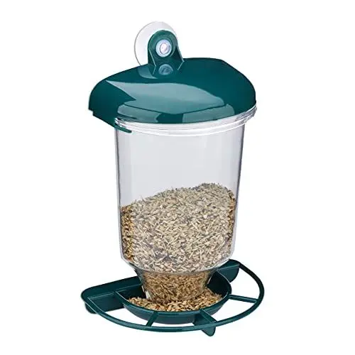 Produktbild: Relaxdays Vogelfutterstation, Saugnapf, Vögel durch Fensterscheibe sehen, Pflegeleicht, Balkon, PP, Transparent/Grün
