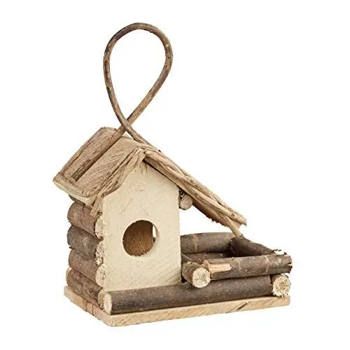 Produktbild: Relaxdays Vogelhaus zum Aufhängen, klassisches Vogelhäuschen aus Holz, handgemachte Vogelvilla zur Dekoration, natur