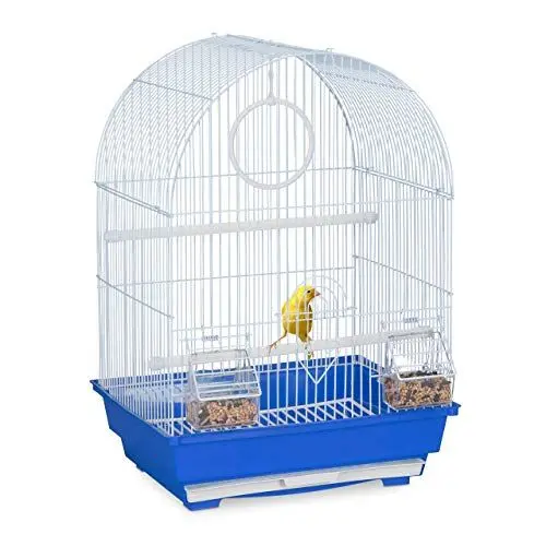 Produktbild: Relaxdays Vogelkäfig, Käfig Kanarienvögel & Zebrafinken, Sitzstangen, Schaukel, Futternäpfe, HBT 49,5x34,5x31 cm, blau