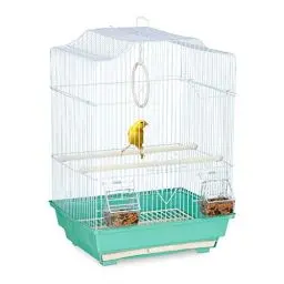 Produktbild: Relaxdays Vogelkäfig, Käfig für kleine Kanarienvögel, Sitzenstangen & Futternäpfe, 49,5 x 35 x 32 cm, hellblau/mintgrün, 1 Stück (1er Pack)