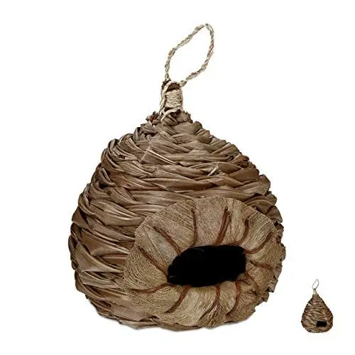 Produktbild: Relaxdays Vogelnest, dekorativer Nistkasten, hängend, Kokosfaser, geflochten, Garten, Balkon, Nest HxD 31 x 20 cm, natur