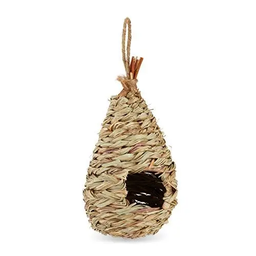 Produktbild: Relaxdays Vogelnest, zum Aufhängen, Deko Balkon, Terrasse, Garten, geflochten, Vogelhaus Stroh, HxD 29 x 12 cm, Natur