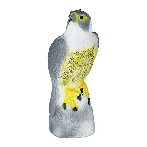 Produktbild: Relaxdays Vogelschreck Falke, sitzend, Stellen & Hängen, Dekofigur, Taubenschreck für Garten, Balkon, Terrasse, grau, 1 Stück