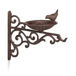 Produktbild: Relaxdays Vogeltränke, Gusseisen, Wandmontage, Wetterfest, Rostfrei, Wildvögel, Gartendeko, HxBxT 24 x 28 x 14 cm, braun