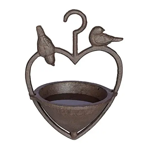 Produktbild: Relaxdays Vogeltränke hängend, antike Vogelfutterstelle für Wildvögel, Welcome, HBT: 21x15,5x12,5 cm, Gusseisen, braun