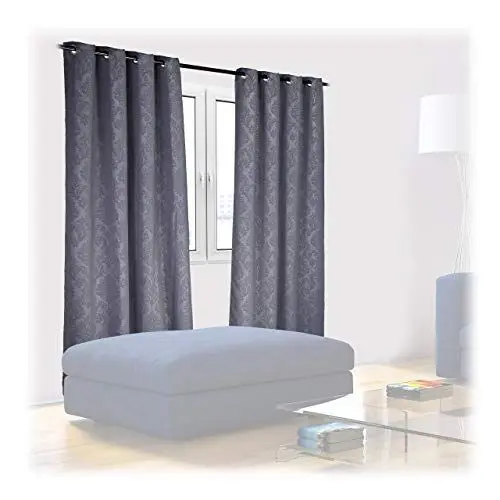 Produktbild: Relaxdays Vorhänge 2er Set, HxB 245x135 cm, Blickdicht, lichtundurchlässig, barockes Muster, Verdunkelungsvorhänge, grau