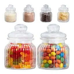 Produktbild: Relaxdays Vorratsgläser 6er Set, 700 ml, Deckel, für Lebensmittel in Küche, Hochzeit Candy Bar Zubehör, luftdicht, klar