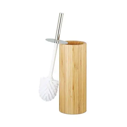 Produktbild: Relaxdays WC-Bürstenhalter Bambus, runde Klobürstenhalterung fürs Bad, Toilettenbürstenständer HxD: 37,5x10,5 cm, natur