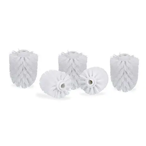 Produktbild: Relaxdays WC Bürstenkopf, lose Toilettenbürsten mit Gewinde 12 mm, Ersatzbürstenkopf Durchmesser, weiß, 8 x 8 x 9 cm, im 5er Set