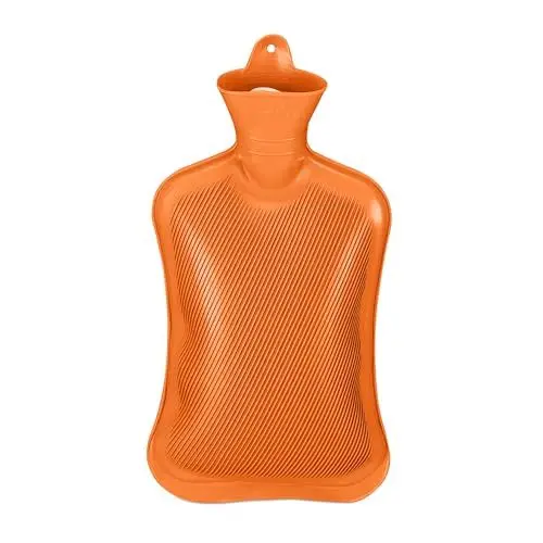 Produktbild: Relaxdays Wärmflasche, 2 Liter, ohne Bezug, Kinder & Erwachsene, Gummi, Warmwassertasche mit Schraubverschluss, orange