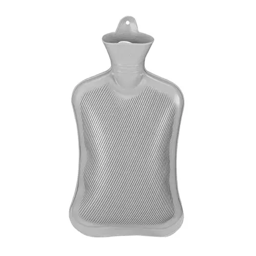 Produktbild: Relaxdays Wärmflasche ohne Bezug, langlebig, sichere Wärmeflasche, 2 L Bettflasche, geruchsneutraler Naturgummi, grau, 1 Stück