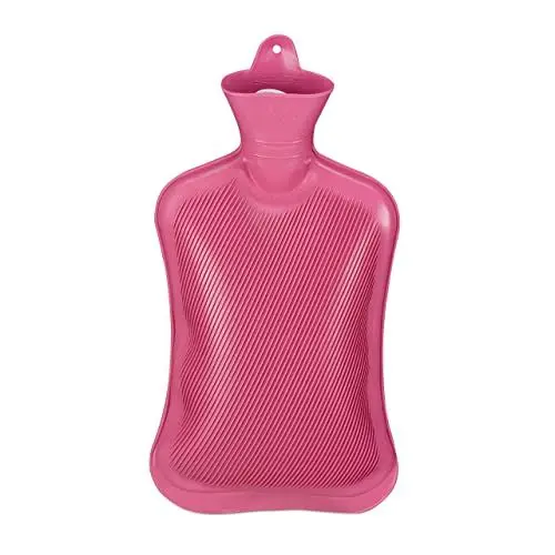 Produktbild: Relaxdays Wärmflasche ohne Bezug, langlebig, sichere Wärmeflasche, 2 L Bettflasche, geruchsneutraler Naturgummi, pink, 1 Stück