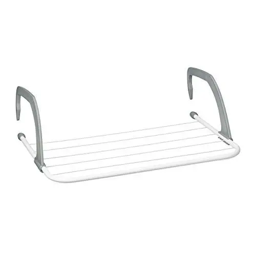 Produktbild: Relaxdays Wäscheständer — zum Aufhängen von Heizkörpern und Balkon-Trockengestell, klein, 3 m große Trocknungskapazität, weiß, 50 cm lang