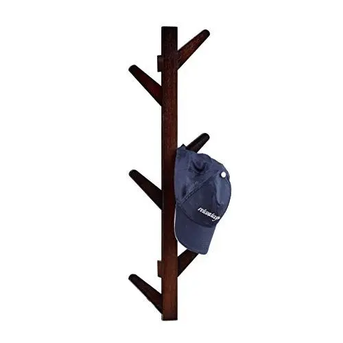Produktbild: Relaxdays Wandgarderobe aus Bambus, 6 Haken, Garderobe, Kleiderhaken für Bad und Flur, HxBxT: 78 x 22 x 7 cm, schokobraun, Braun