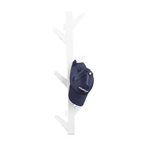 Produktbild: Relaxdays Wandgarderobe aus Bambus, 6 Haken, Garderobe, Kleiderhaken für Bad und Flur, HxBxT: 78 x 22 x 7 cm, weiß