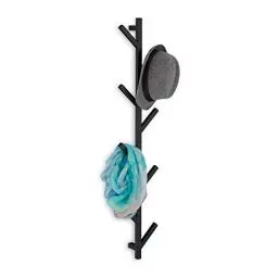 Produktbild: Relaxdays Wandgarderobe mit 8 Haken, platzsparend, dekorativ, Metall, H x B x T: 100,5 x 19,5 x 7 cm, Garderobe, schwarz