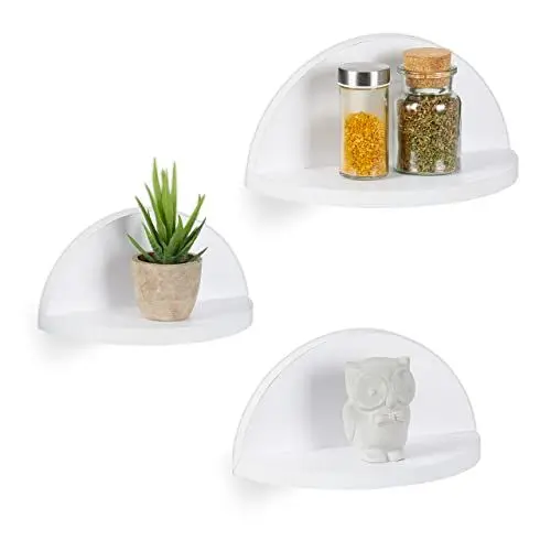 Produktbild: Relaxdays Wandregal Set, 3 Verschiedene Größen, Wandablage für Flur, Küche & Wohnzimmer, Schweberegal Deko, MDF, weiß