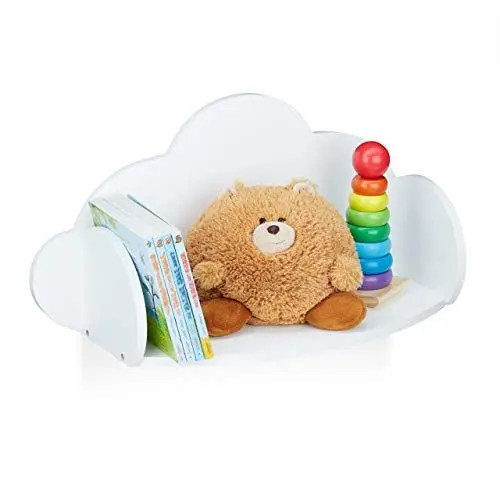 Produktbild: Relaxdays Wandregal Wolke, Hängeregal fürs Kinderzimmer, MDF, Deko, Wandbücherregal Kinder, HBT 31,5 x 60 x 21cm, weiß