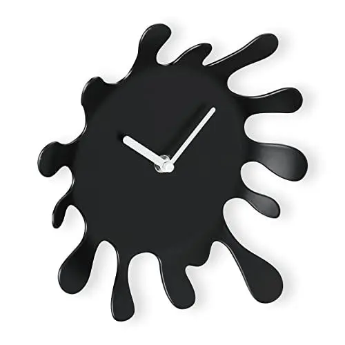 Produktbild: Relaxdays Wanduhr Farbklecks, HxB: 25 x 22,5 cm, batteriebetrieben, ohne Zahlen, analog, Moderne Wohnzimmeruhr, schwarz