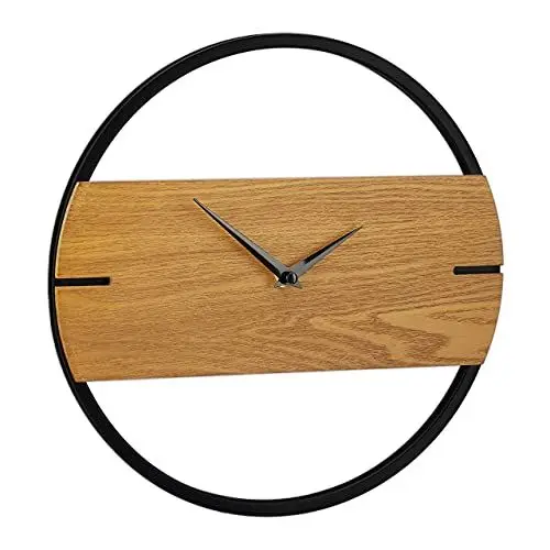Produktbild: Relaxdays Wanduhr Holzoptik, modern, analog, Uhr für Küche, Wohnzimmer, Flur & Büro, Zimmeruhr, Ø 30 cm, braun/schwarz