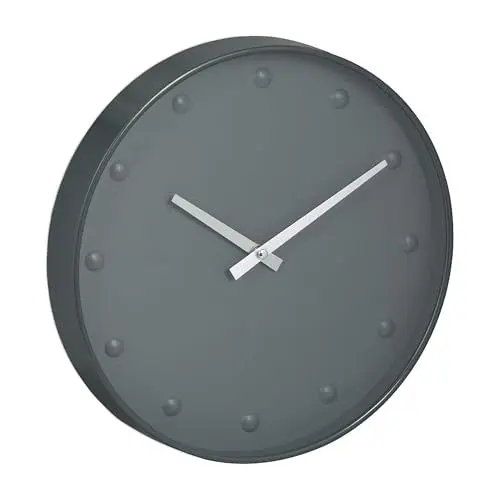Produktbild: Relaxdays Wanduhr, Moderne Uhr, Stunden- & Minutenzeiger, Ø 30 cm, Wohnzimmer Küche, Büro, analoge Zimmeruhr, grau