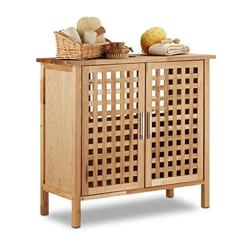 Produktbild: Relaxdays Waschbeckenunterschrank Walnuss HBT: 61x 66 x 29 cm Waschbeckenschrank robust und widerstandsfähig Bad Unterschrank fürs Waschbecken oder den Waschtisch helles Holz, natur
