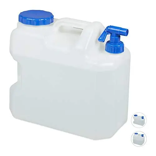 Produktbild: Relaxdays Wasserkanister mit Hahn, Weithals Schraubdeckel, Trinkwasserkanister Camping, 18L, Kunststoff, BPA-frei, weiß