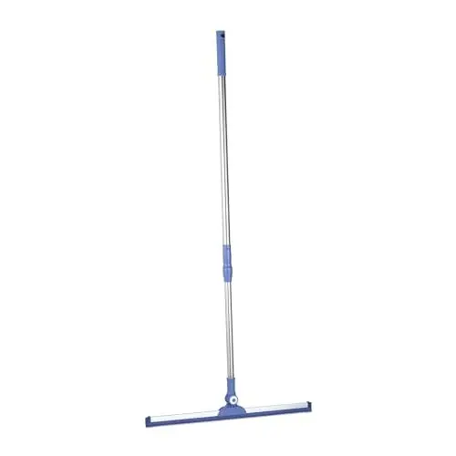 Produktbild: Relaxdays Wasserschieber mit Teleskopstiel, HxB: 84–135 x 52 cm, Gummilippe, Edelstahl, Gelenk verstellbar, Silber/blau