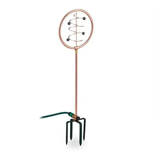 Produktbild: Relaxdays Wasserspiel Garten, Rasensprenger Spiral-Design, mit Erdspieß, 2 in 1, Sprinkler & Gartendeko, Kupfer-grün