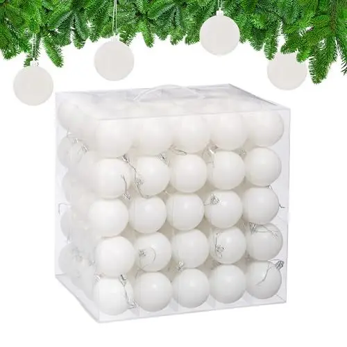 Produktbild: Relaxdays Weihnachtskugeln 100er Set, Weihnachtsdeko, Mattes Design, Christbaumkugel, Tannenbaumschmuck in ∅ 6 cm, weiß